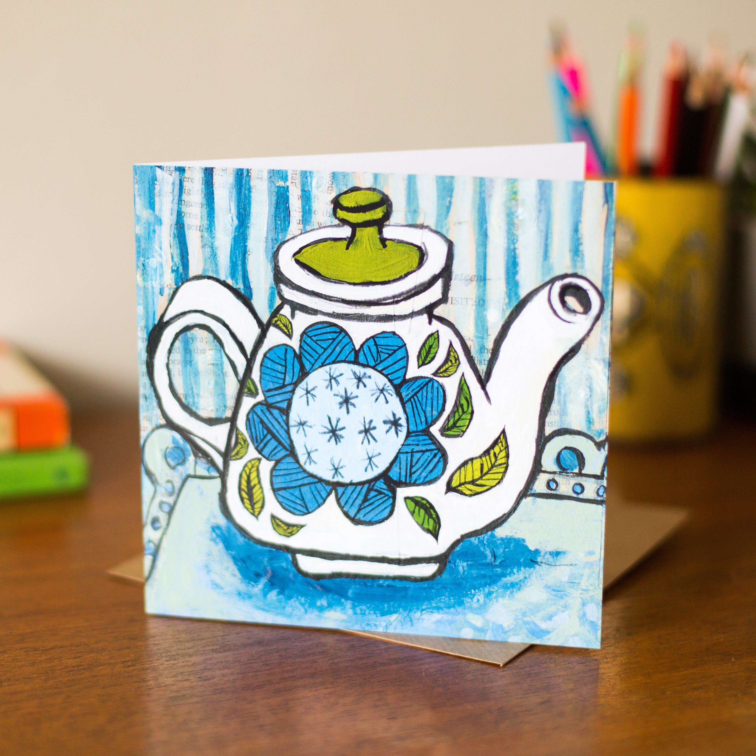 Meakin Inspired Teapot Greetings Card