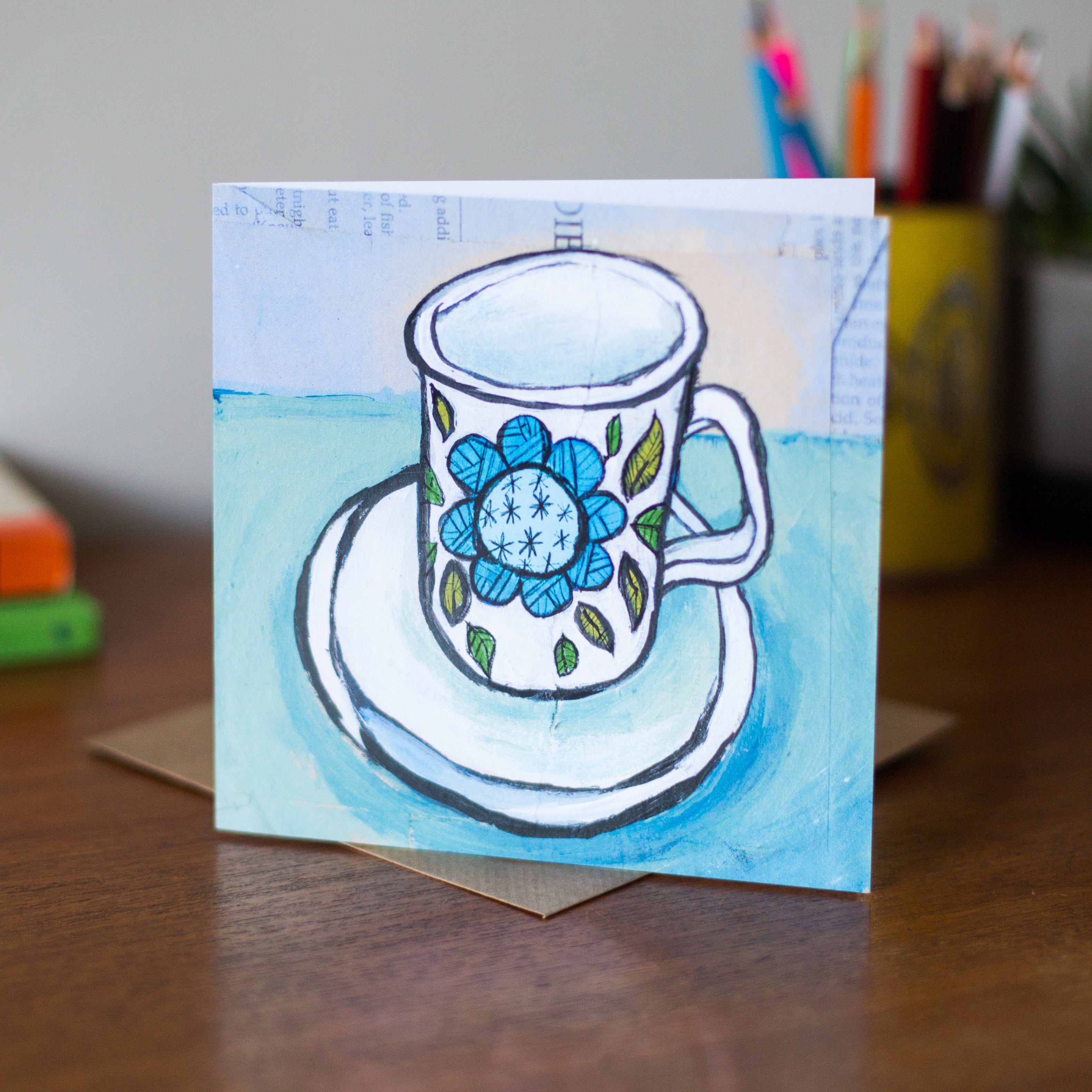Meakin Inspired Tea Cup Greetings Card