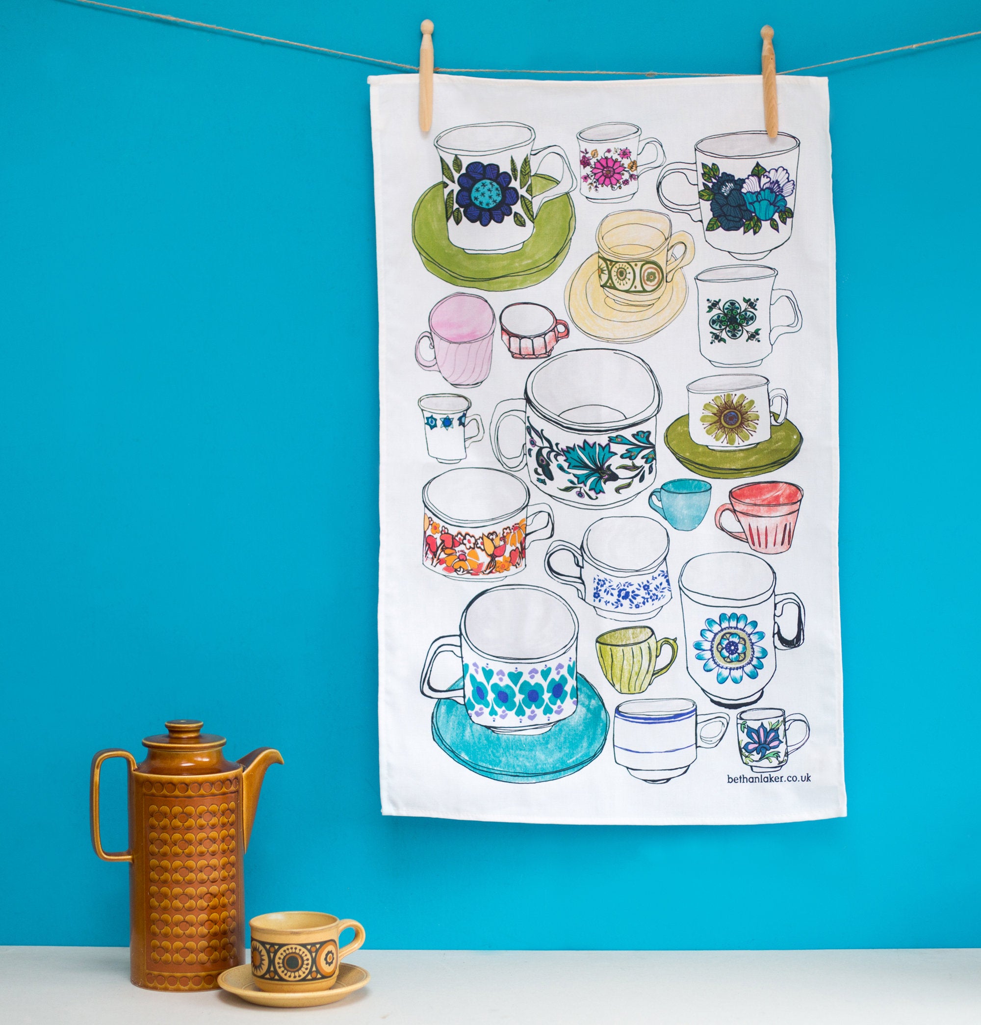 'Fill Your Cups!' 100% Cotton Tea Towel
