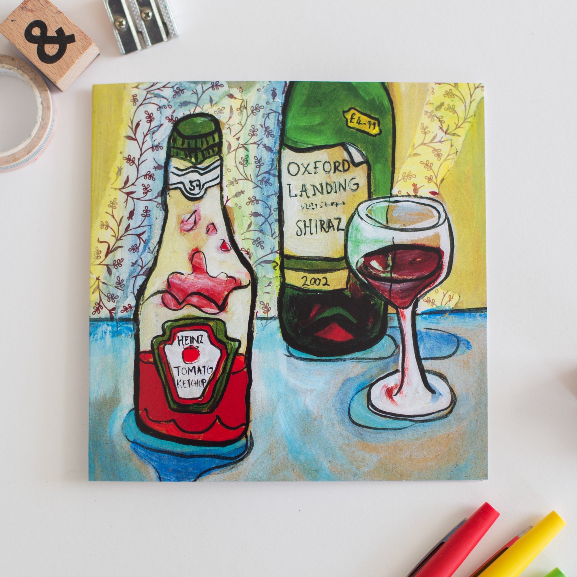'Ketchup and Wine' Greetings Card